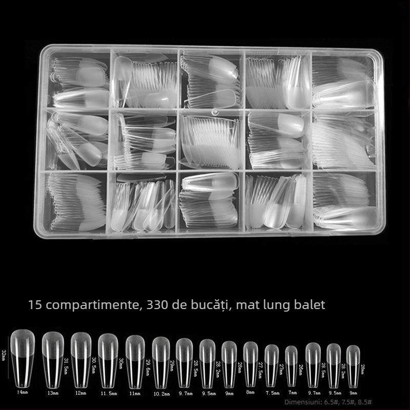 600 de bucăți de unghii false pliate, fără urme, fără sculptură, autocolant complet, jumătate mată, scurt, pătrat, balet, patch-uri pentru unghii false