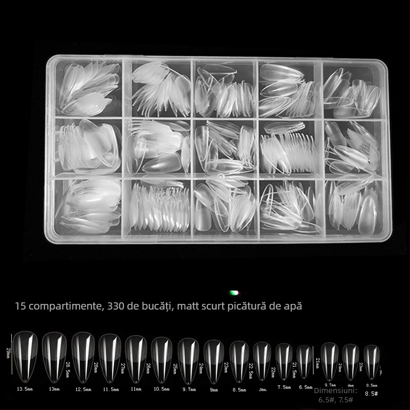 600 de bucăți de unghii false pliate, fără urme, fără sculptură, autocolant complet, jumătate mată, scurt, pătrat, balet, patch-uri pentru unghii false