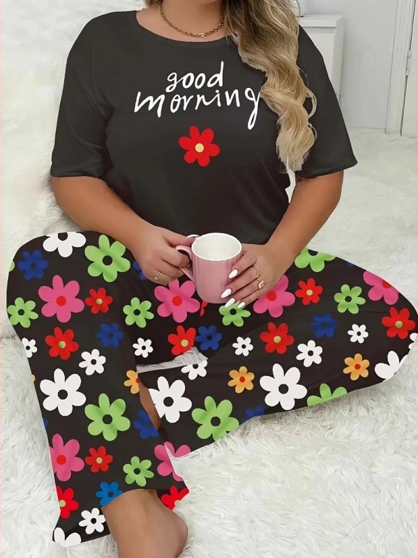 Comerț exterior special pentru transfrontaliere, tricou, pantaloni, plus size, pijamale pentru femei, plus size, costum de casă, Europa și America