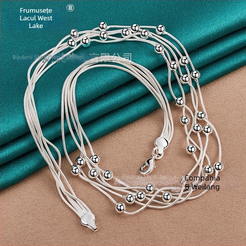 Colier West Lake Beauty Geometric metal cu mărgele