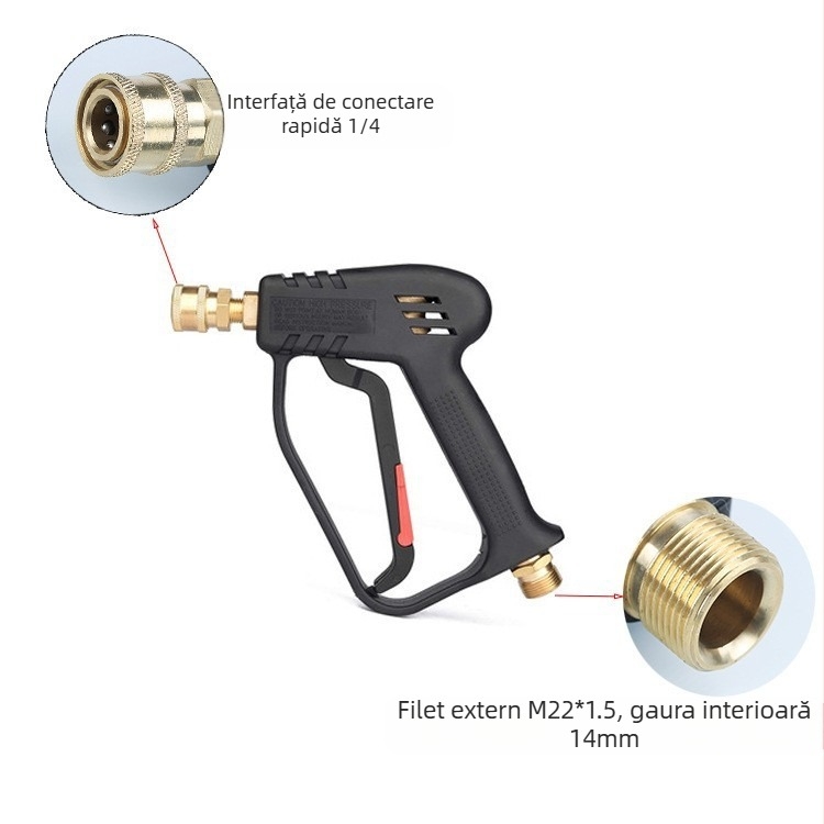 SZ-0090 Pistol de spălat cu presiune înaltă pentru mașini, cap din cupru, corp din plastic tehnic, 4000 psi, rază de pulverizare 1–10 m