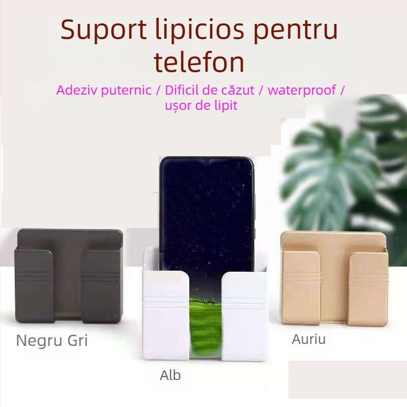 Suport de telefon pe perete cu bandă adezivă – plastic, compatibilitate generală, personalizabil