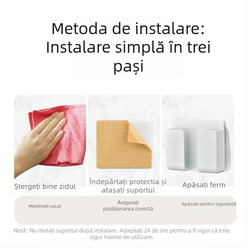 Suport de telefon pe perete cu bandă adezivă – plastic, compatibilitate generală, personalizabil