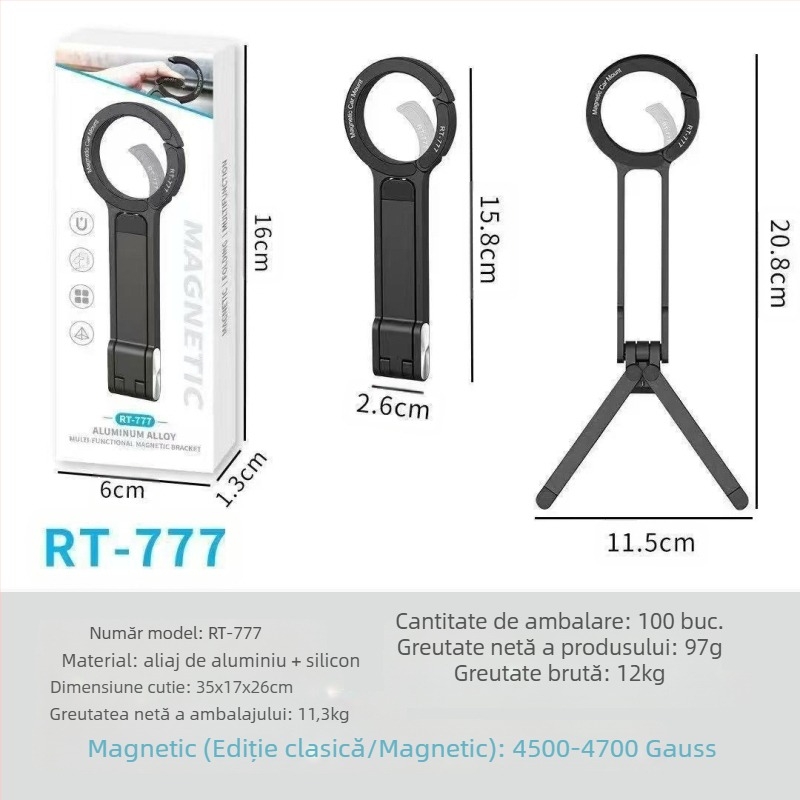 Suport pentru telefon cu MagSafe – trepied de birou rotativ pentru fotografiere și streaming live (aluminiu; compatibil MagSafe; rotire 360°; montură pe birou; design portabil)