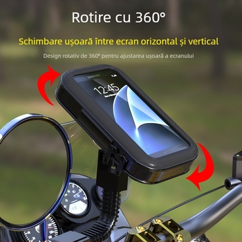 Suport pentru telefon cu montaj frontal, impermeabil, cu buzunar de depozitare, pentru motociclete universale și biciclete electrice | Model 2019716118 | Speed motorcycle products