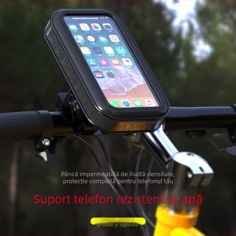 Suport pentru telefon cu montaj frontal, impermeabil, cu buzunar de depozitare, pentru motociclete universale și biciclete electrice | Model 2019716118 | Speed motorcycle products