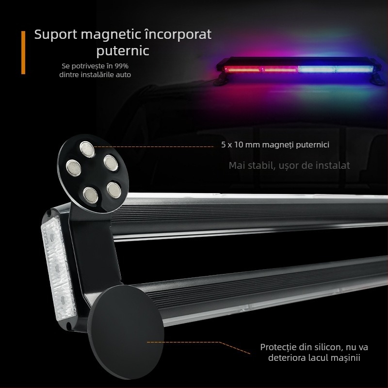 Lumină COB montată pe vehicul cu avertizare cu LED cu patru fețe, model JSD12/15, carcasă din aluminiu+PC, sursă LED, durată de viață 50000h