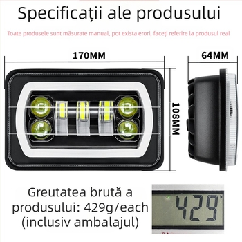 Lumină de lucru LED pentru autoturisme și camioane, cu Angel Eye bi-color DRL și semnal de mers, 55W, 9-36V, 80000 lm, 50000 h, 7 LED-uri
