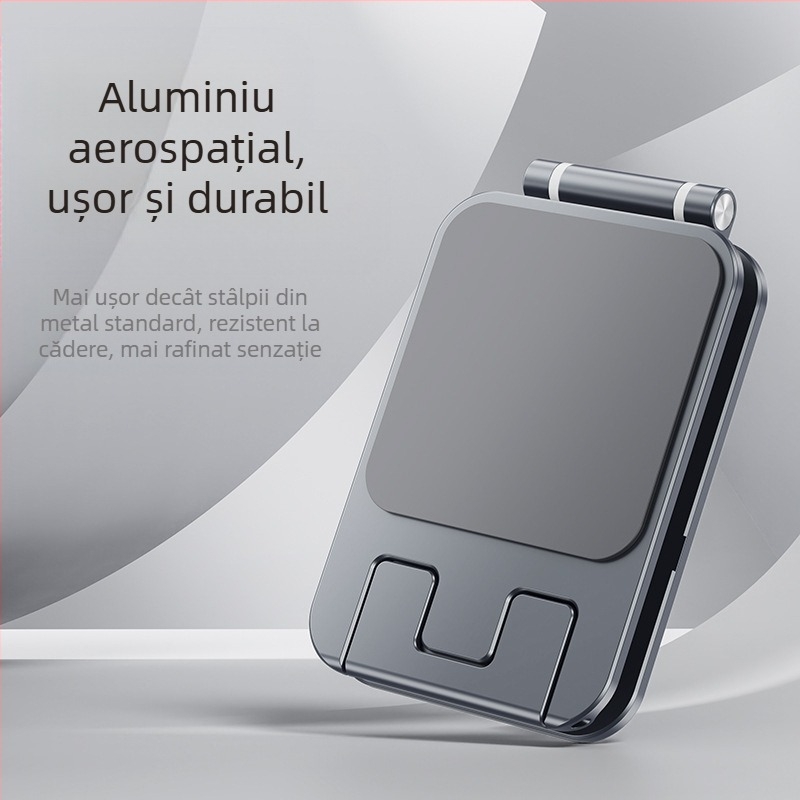 Suport de birou pentru telefon și tabletă – pliabil, portabil, aliaj de aluminiu cu silicon antiderapant, sprijin stabil pentru transmisiuni live și învățare