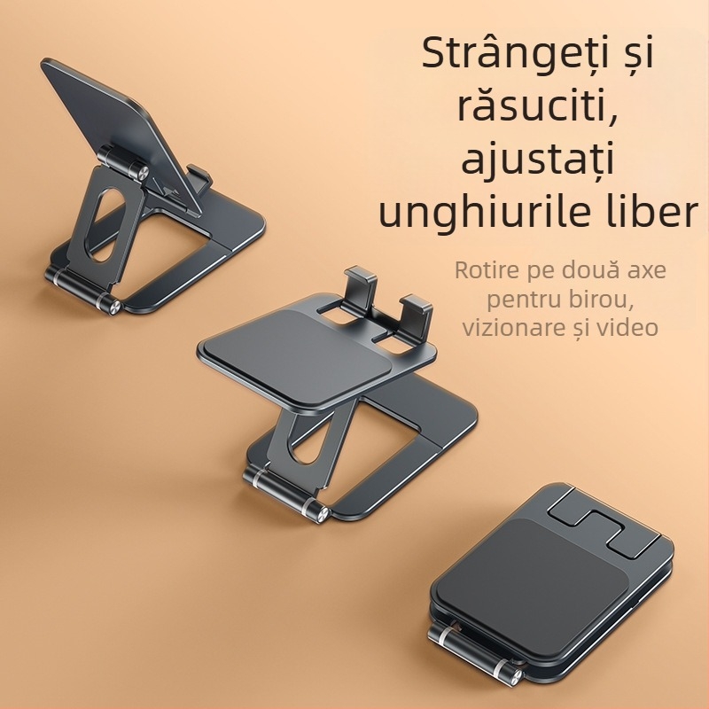 Suport de birou pentru telefon și tabletă – pliabil, portabil, aliaj de aluminiu cu silicon antiderapant, sprijin stabil pentru transmisiuni live și învățare