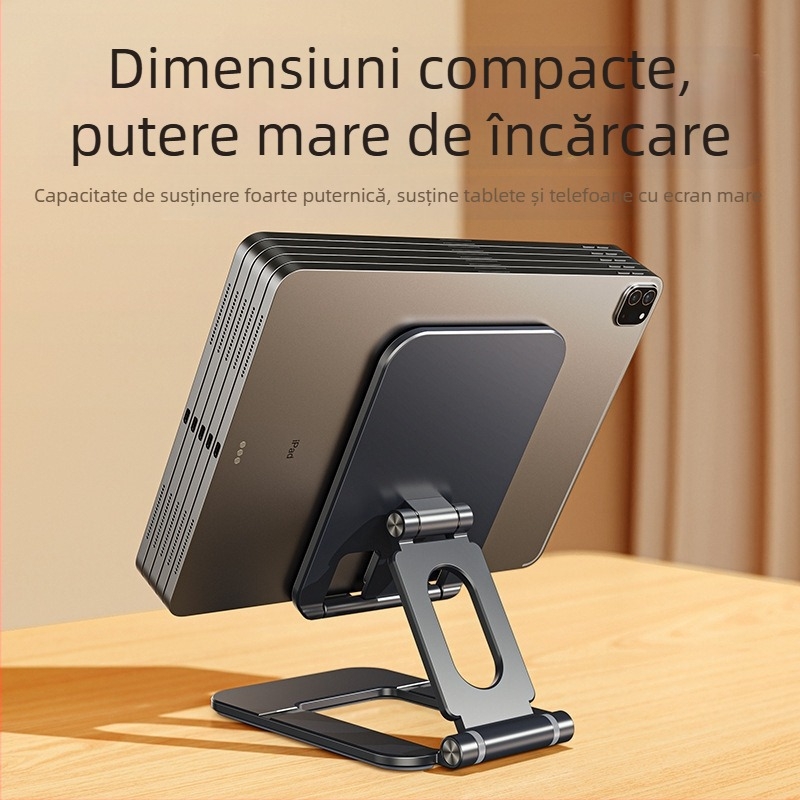 Suport de birou pentru telefon și tabletă – pliabil, portabil, aliaj de aluminiu cu silicon antiderapant, sprijin stabil pentru transmisiuni live și învățare