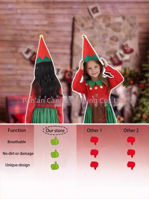 Costum de elf de Crăciun pentru adulți și copii, poliester, compoziție 95%+, toamna 2024, pentru cosplay/role play, brand Dancing Style