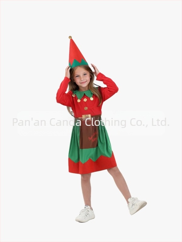 Costum de elf de Crăciun pentru adulți și copii, poliester, compoziție 95%+, toamna 2024, pentru cosplay/role play, brand Dancing Style