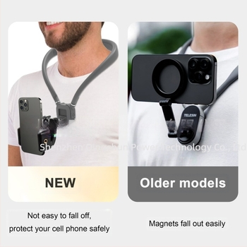 Suport pentru cameră de acțiune și telefon mobil purtat la gât – perspectivă din prima persoană, material siliconic; include: suport de agățare, șuruburi, adaptor, clips pentru telefon