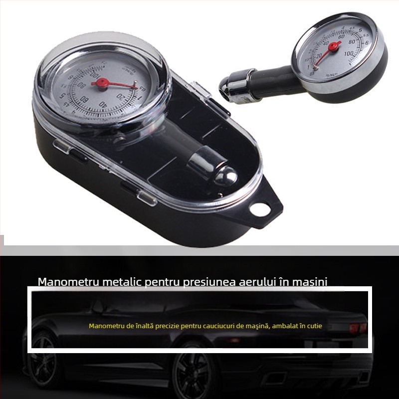 Manometru pentru presiunea pneurilor, corp metalic, precizie înaltă, interval 28-35, afișaj KG/CM2