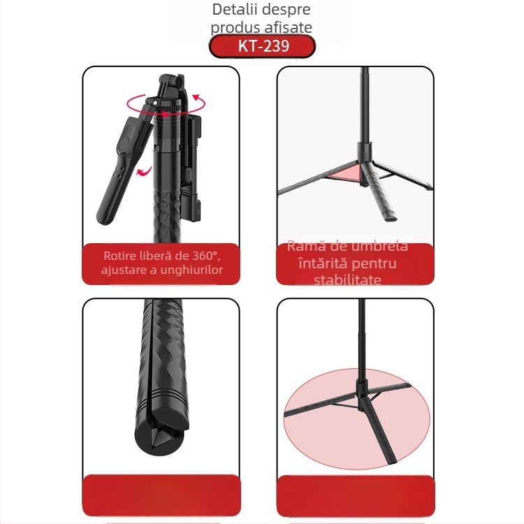 Jmary Trepied pentru telefon cu Bluetooth, braț telescopic din aliaj, suport pe podea, sarcină 1 kg