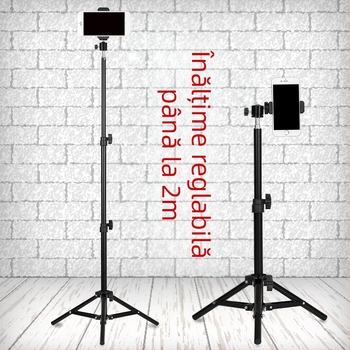 Trepied de podea din aluminiu pentru video și streaming live, cu trei secțiuni și gimbal 3D