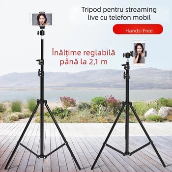 Trepied de podea din aluminiu pentru video și streaming live, cu trei secțiuni și gimbal 3D
