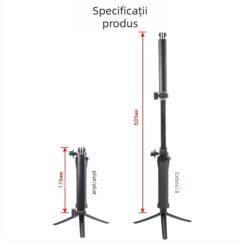Accesoriu GoPro: băț selfie din plastic, 3 secțiuni, model ZPG-02
