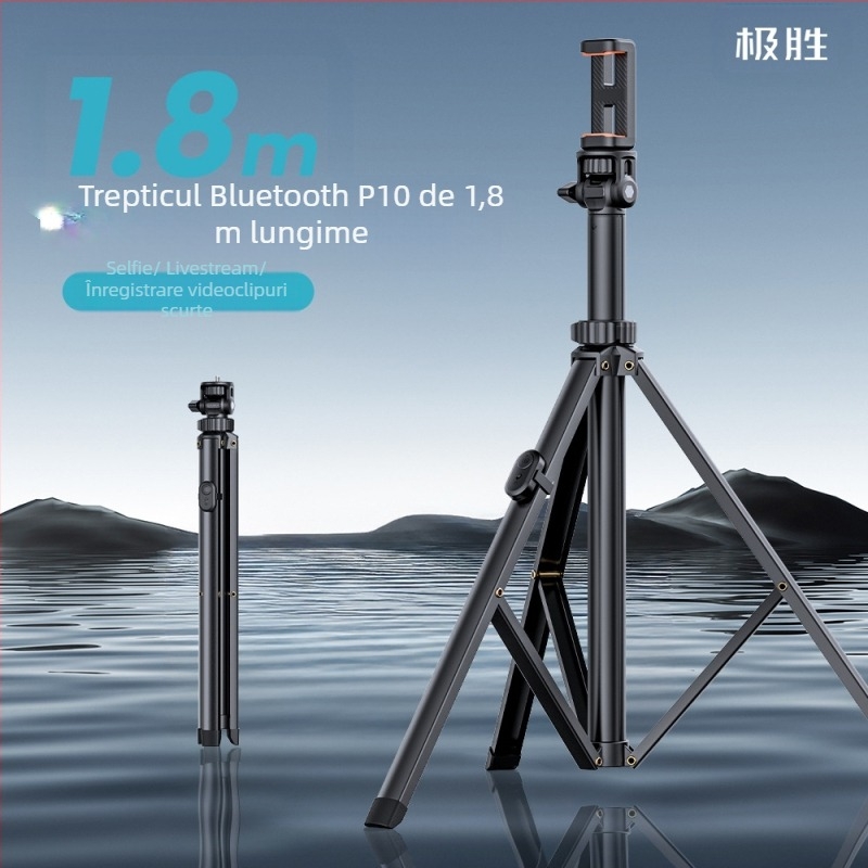 Suport pentru telefon pentru selfie cu clip Bluetooth și lumină de umplere, stativ din aliaj pentru podea pentru fotografii în aer liber - jisnn