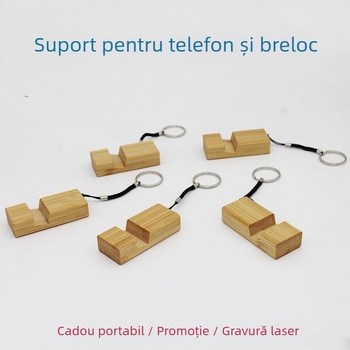 Suport de telefon pe birou din bambus, model SCZM-003, compatibil universal