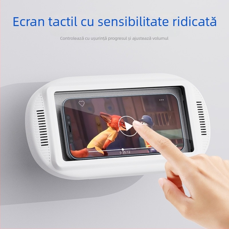 Suport de telefon pentru baie montat pe perete, impermeabil, rotire la 360°, pliabil și telescopic, fără găuri