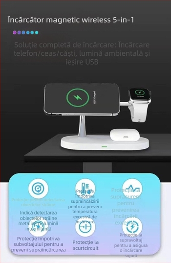 Încărcător inteligent 3-în-1 pentru seria iPhone 12, ieșire 1,2 A, interfață Type-C, intrare 5V/2A