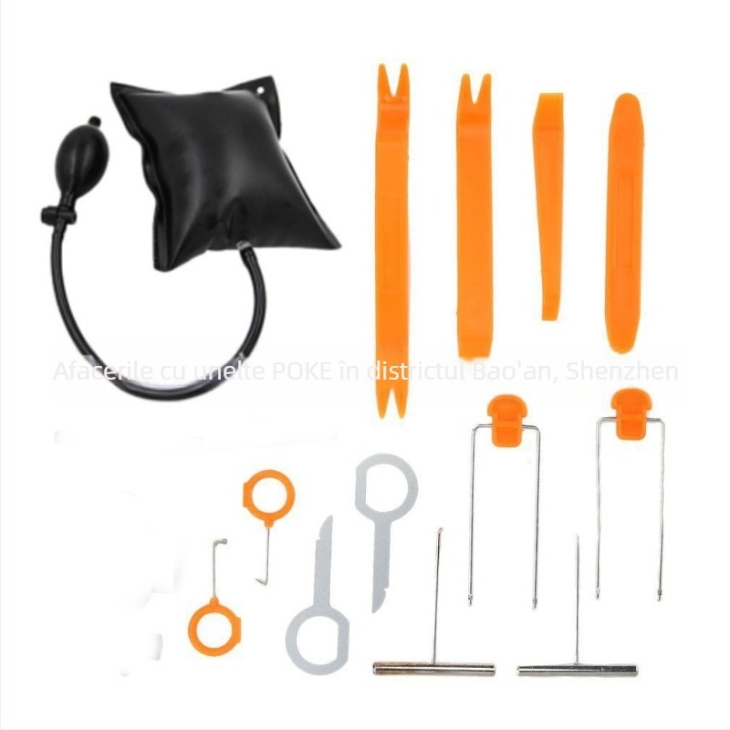 POKER Set unelte pentru demontarea audio auto, 12 piese, 0,24 kg, pentru modificarea panourilor interioare ale ușilor și instalarea geamurilor, cu perne de poziționare