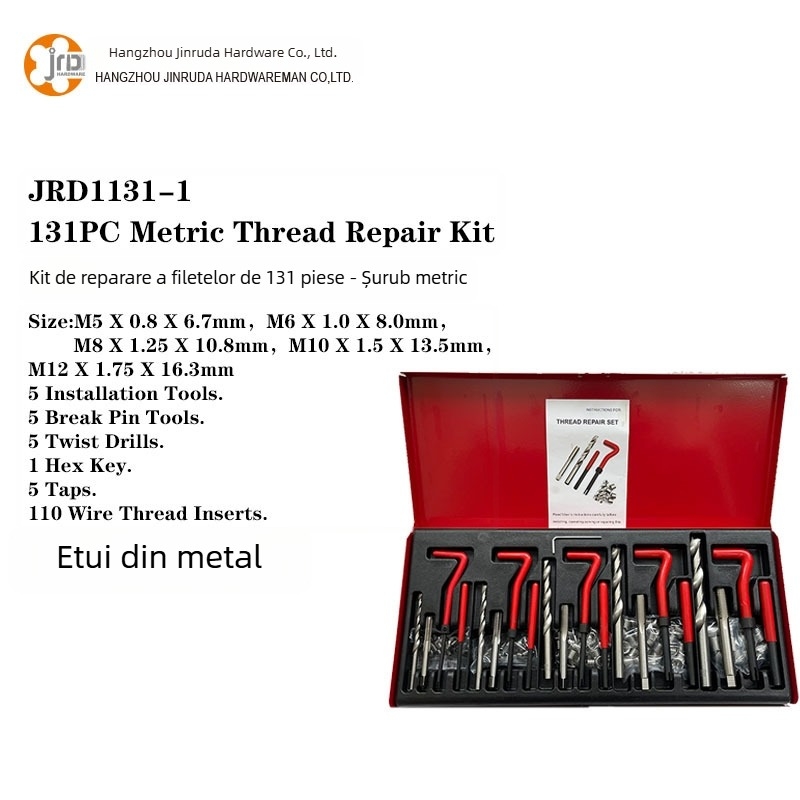 Set de reparații filete, 131 piese, oțel aliat, Jin Roda, pentru uz casnic