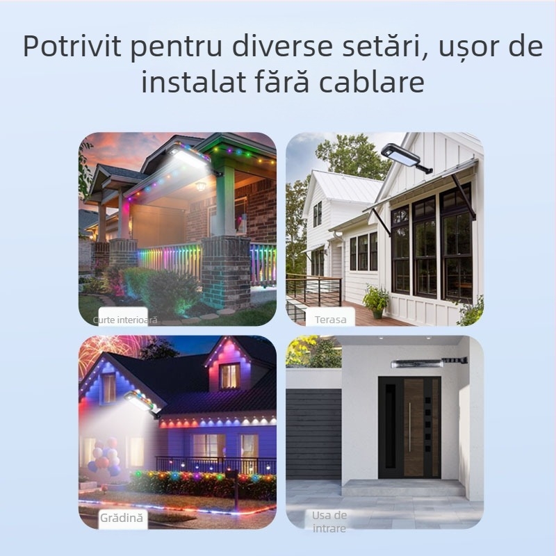 Lumină de perete LED solară cu senzor de mișcare – lanternă de grădină IP65, 20W, 3.7V, viață 20000 h, funcționare 6-12 h