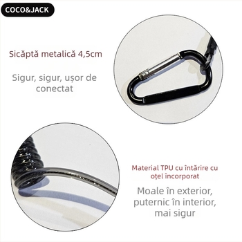 Lanier pentru telefon mobil - construcție din TPU țeavă + sârmă de oțel, frânghie din silicon, cataramă metalică, Unisex, personalizare disponibilă