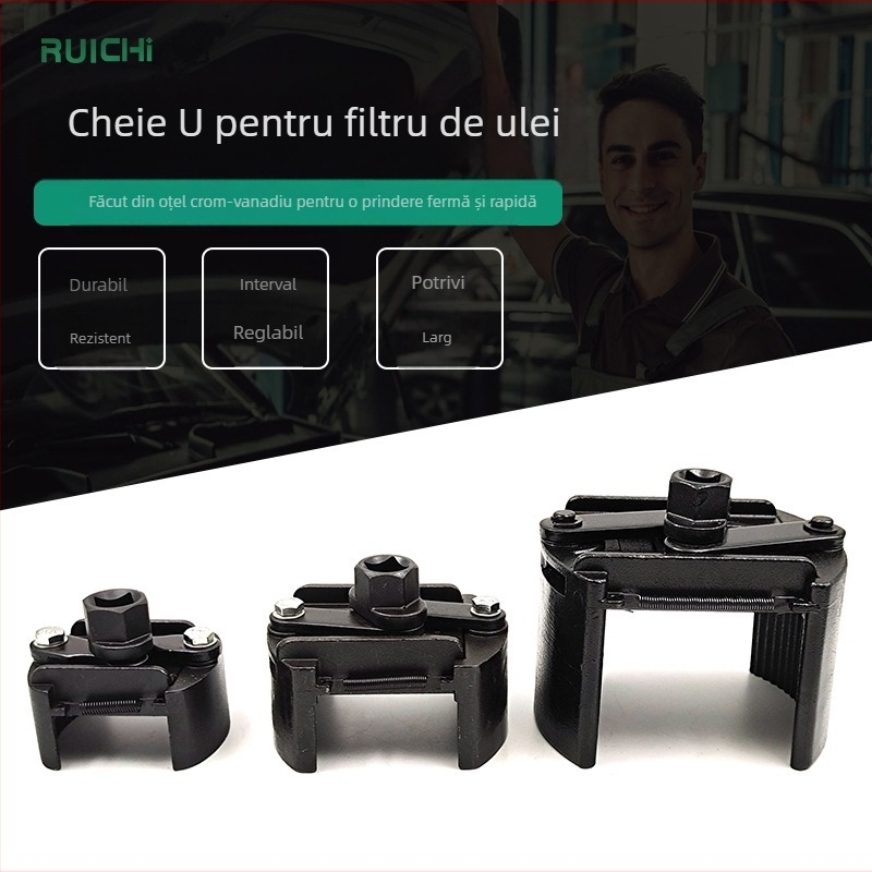 Ruichi 8600 cheie reglabilă cu două fălci pentru filtru de ulei, oțel 45#, pentru demontarea și montarea elementului de filtrare a uleiului, greutate 0,44 kg