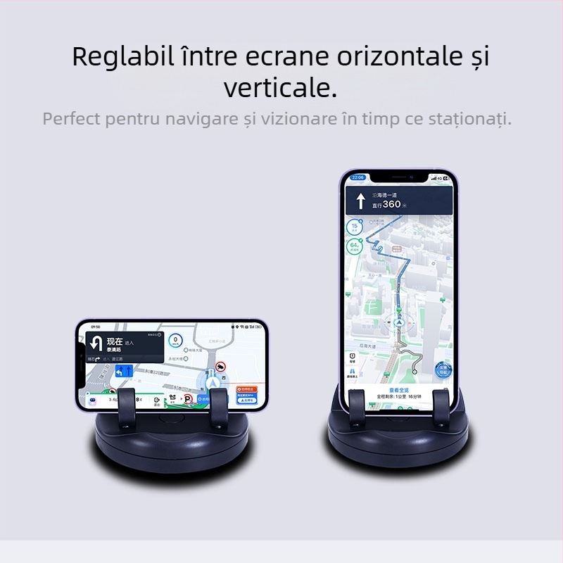 Suport pentru telefon pe bordul mașinii, anti-derapare, rotire la 360°, montaj cu bandă, compatibil cu panoul de instrumente