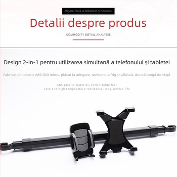 50HD12/88 Suport auto pentru telefon și tabletă pentru spatele scaunului — funcție duală, ABS+EVA, turnare prin injecție