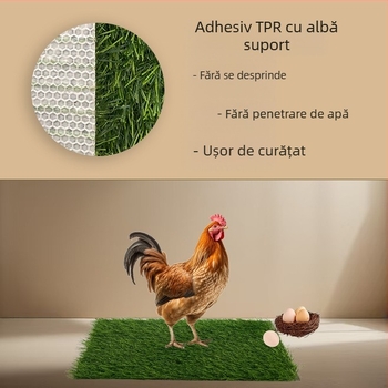 Mat de cuib pentru păsări, din gazon artificial; materiale: polipropilenă, TPR; potrivit pentru fermierii de păsări, ferme și proprietari de găini de casă; lavabil și reutilizabil.