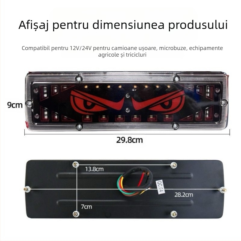 Devil Eye Tail Light pentru camioane, LED, impermeabil, 12-24V, farul spate compatibil cu camioane ușoare, microcamioane, vehicule agricole și tricicluri