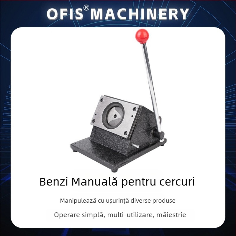 Mașină manuală de tăiere circulară pentru insignă — 10 foi, grosimea tăierii 1 mm, lungimea tăierii 35 mm, adâncimea tăierii 1 mm