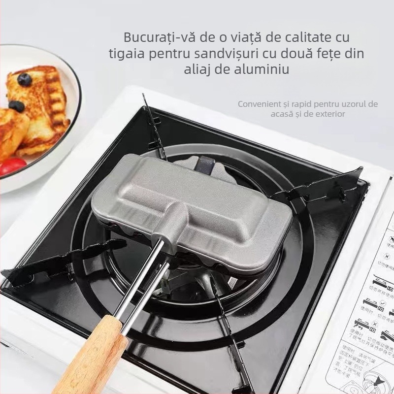 Junli formă dreptunghiulară pentru sandvișuri din aliaj de aluminiu, dublă față, acoperire antiaderentă, stil coreean