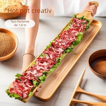 Tavă de servire din bambus pentru garnituri de Hot Pot — pătrată, brand Bamboo Maple Forest, cu logo tipărit și posibilitatea personalizării