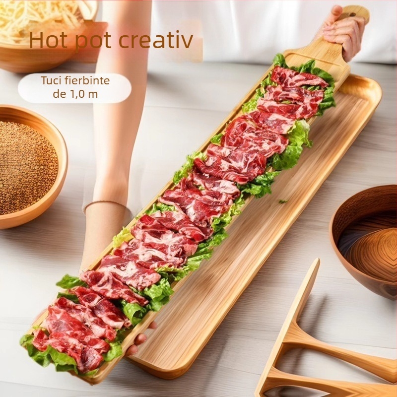 Tavă de servire din bambus pentru garnituri de Hot Pot — pătrată, brand Bamboo Maple Forest, cu logo tipărit și posibilitatea personalizării