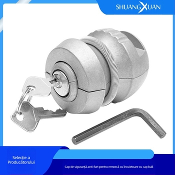 Shuangxuan TLK-06A Lacăt cu bilă pentru remorcă, corp din fier, finisaj argintiu pulverizat, pentru remorci