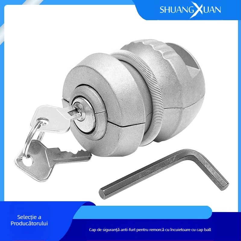 Shuangxuan TLK-06A Lacăt cu bilă pentru remorcă, corp din fier, finisaj argintiu pulverizat, pentru remorci