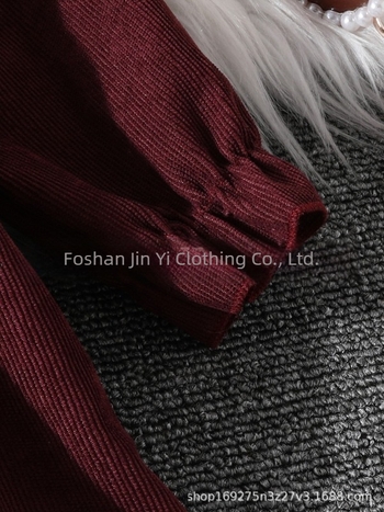 Rochie pentru fetițe, broderie, stil coreean, mâneci lungi, bumbac 95%, fustă plisată