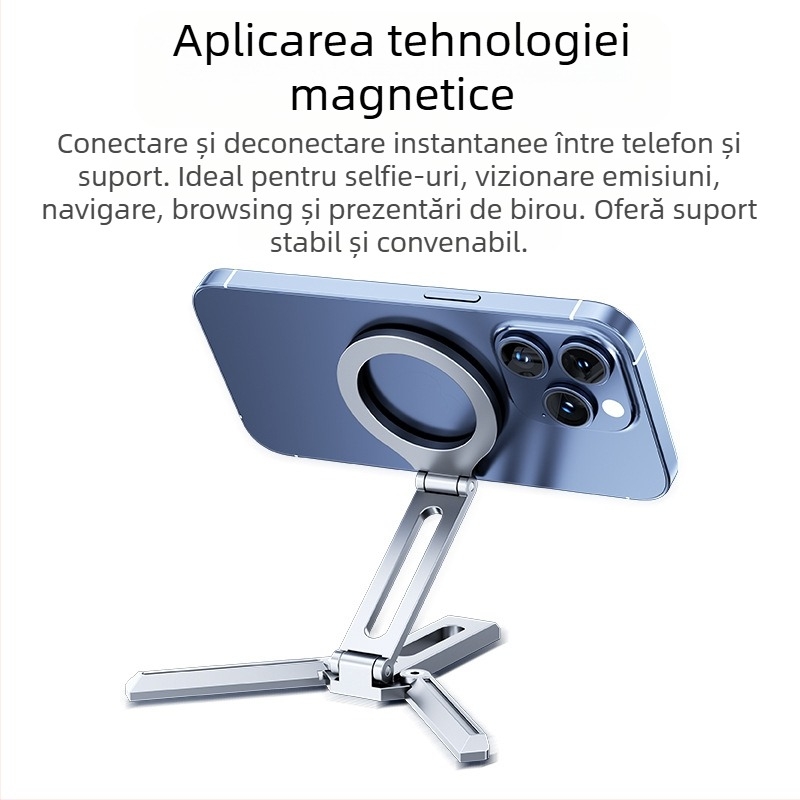 Suport de masă pentru telefon cu MagSafe, trepied metalic din aliaj, portabil și design universal