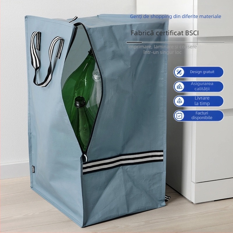 Geantă rucsac din PP, țesută manual, fermoar, capacitate mare, posibilitatea personalizării prin imprimare logo