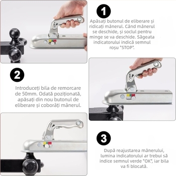 Capac de bilă pentru remorcă, stil european, cu conector