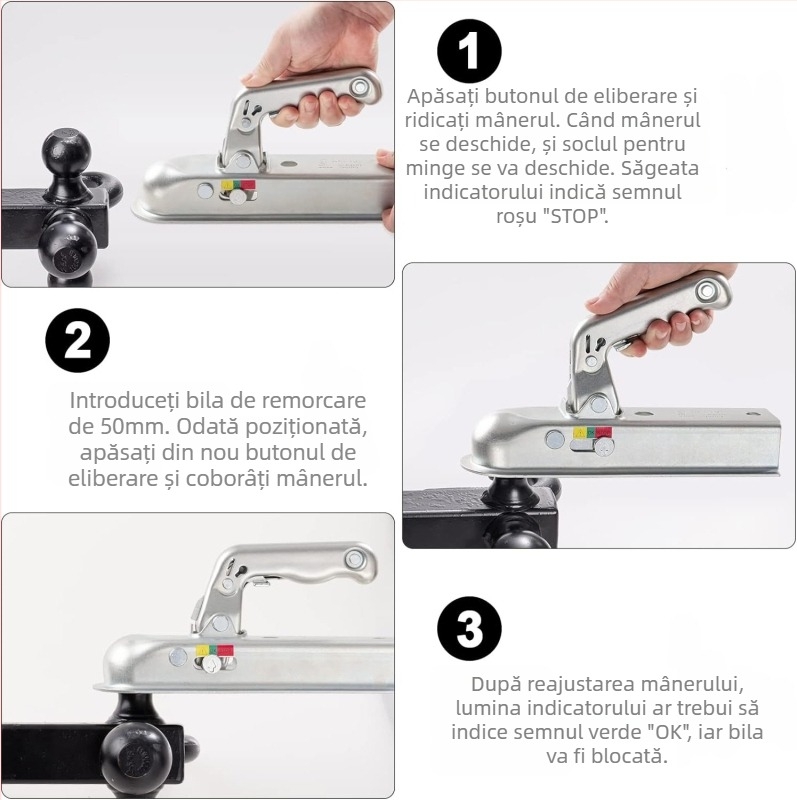Capac de bilă pentru remorcă, stil european, cu conector