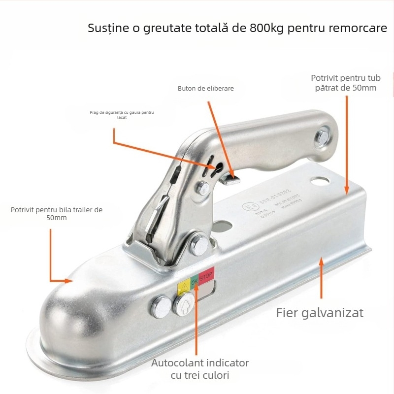 Capac de bilă pentru remorcă, stil european, cu conector