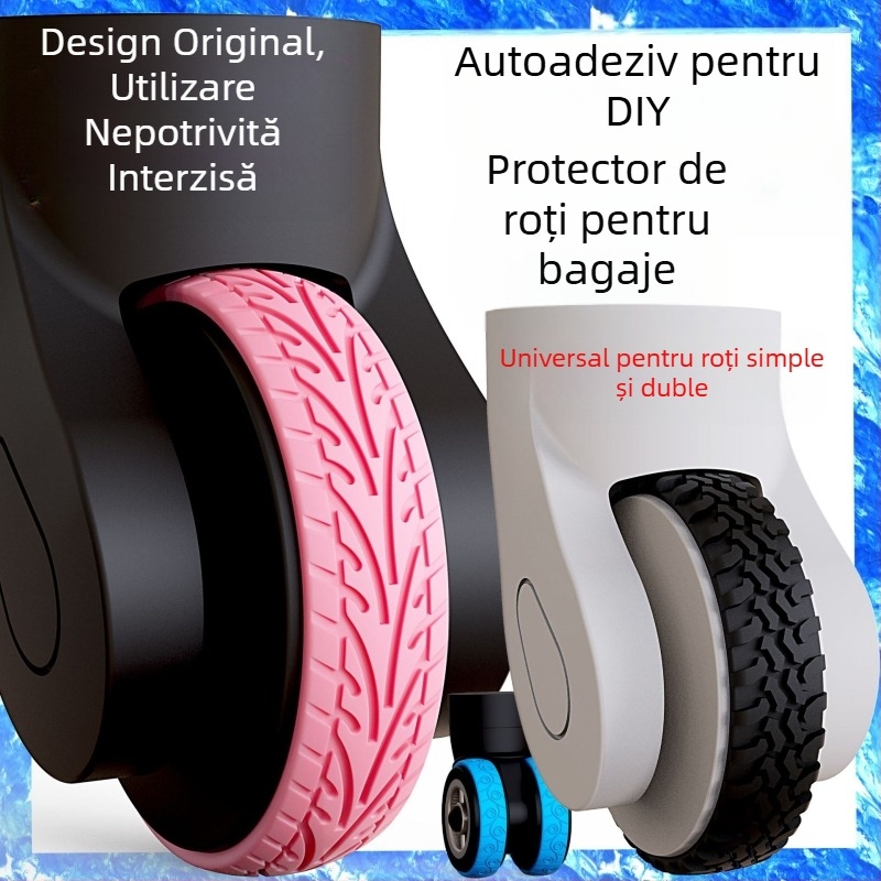 Pinli protecție pentru roțile de bagaje - silicon, rezistent la uzură, absorbție de șocuri, reducere a zgomotului, model geometric (rezistență la uzură, absorbție de șocuri, reducere a zgomotului)