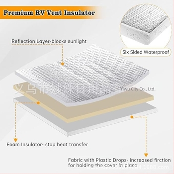 Capac izolant pentru skylight-ul camping-car, folie cu bule din aluminiu, nucleu din fibre de poliester, formă cu bule, formă pătrată, conductivitate termică 0.03